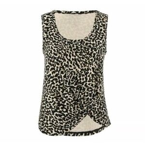 EUC! CAbi Knotty Tank Top Shirt Blouse Leopard Print Twist Front Women's Size M